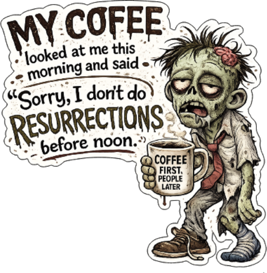 No Resurrections Before Noon custom die-cut sticker