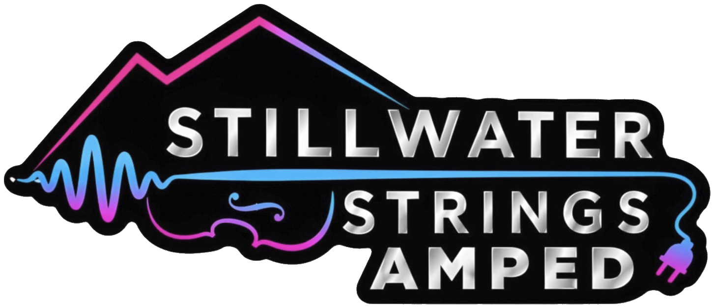 Stillwater Strings Amped custom die-cut sticker