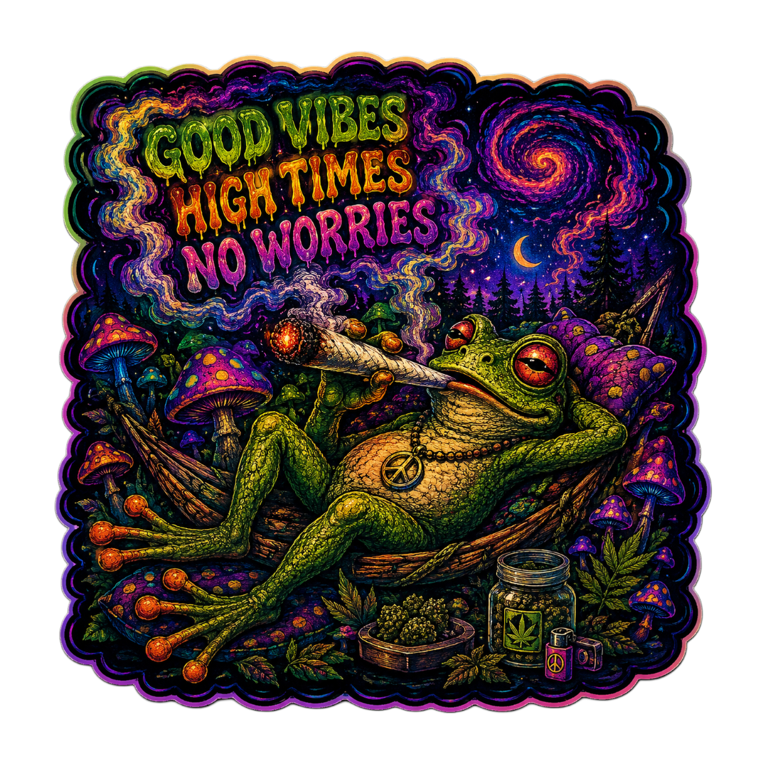 Good Vibes • High Times • No Worries Sticker – 3"