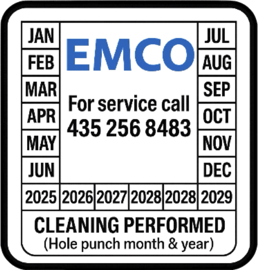 EMCO Service Reminder custom die-cut sticker
