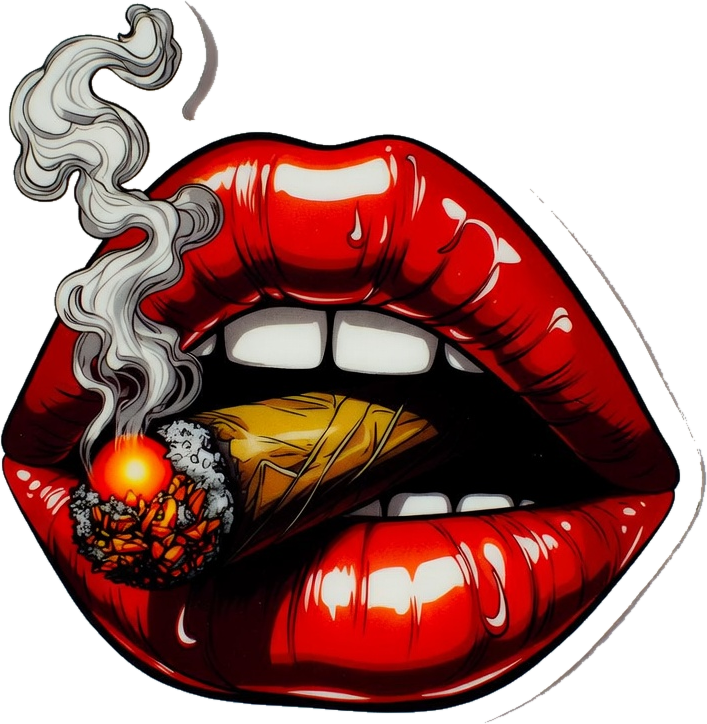 Smoking Lips custom die-cut sticker