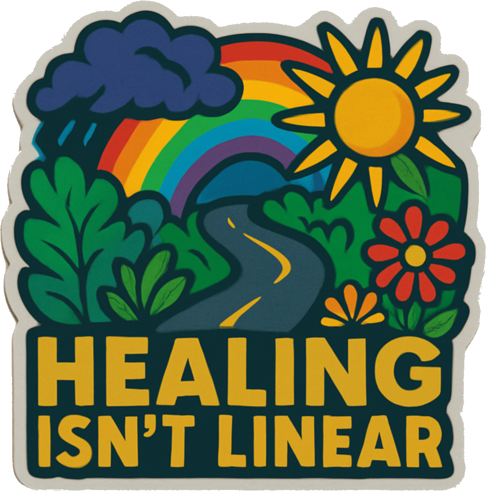 Healing Isn't Linear custom die-cut sticker