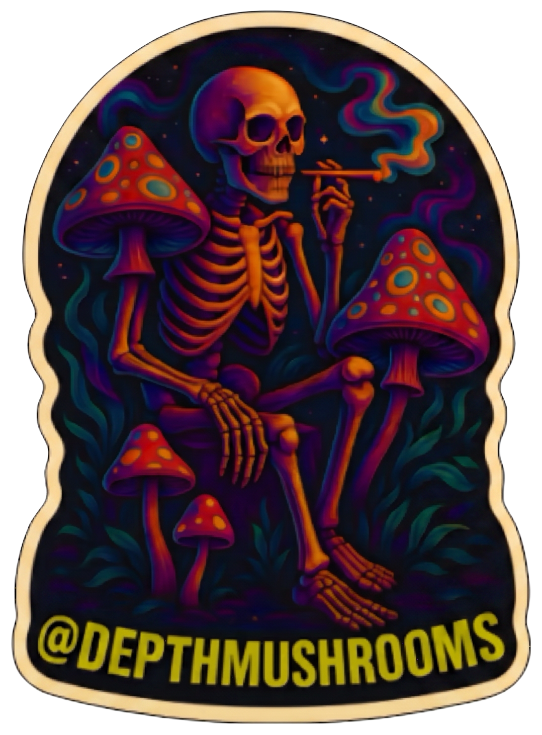 Depth Mushrooms custom die-cut sticker