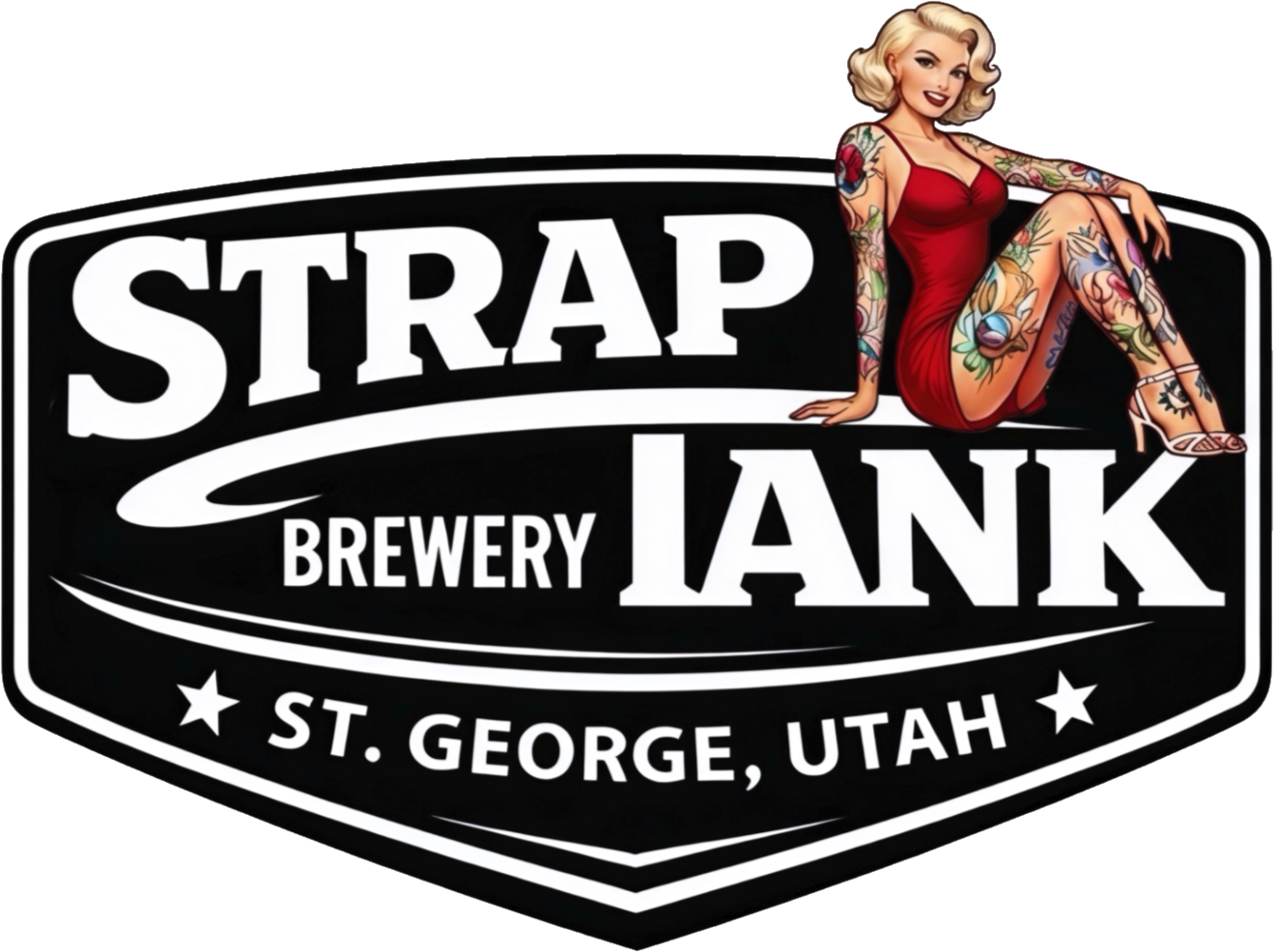 Strap Tank Brewery custom die-cut sticker